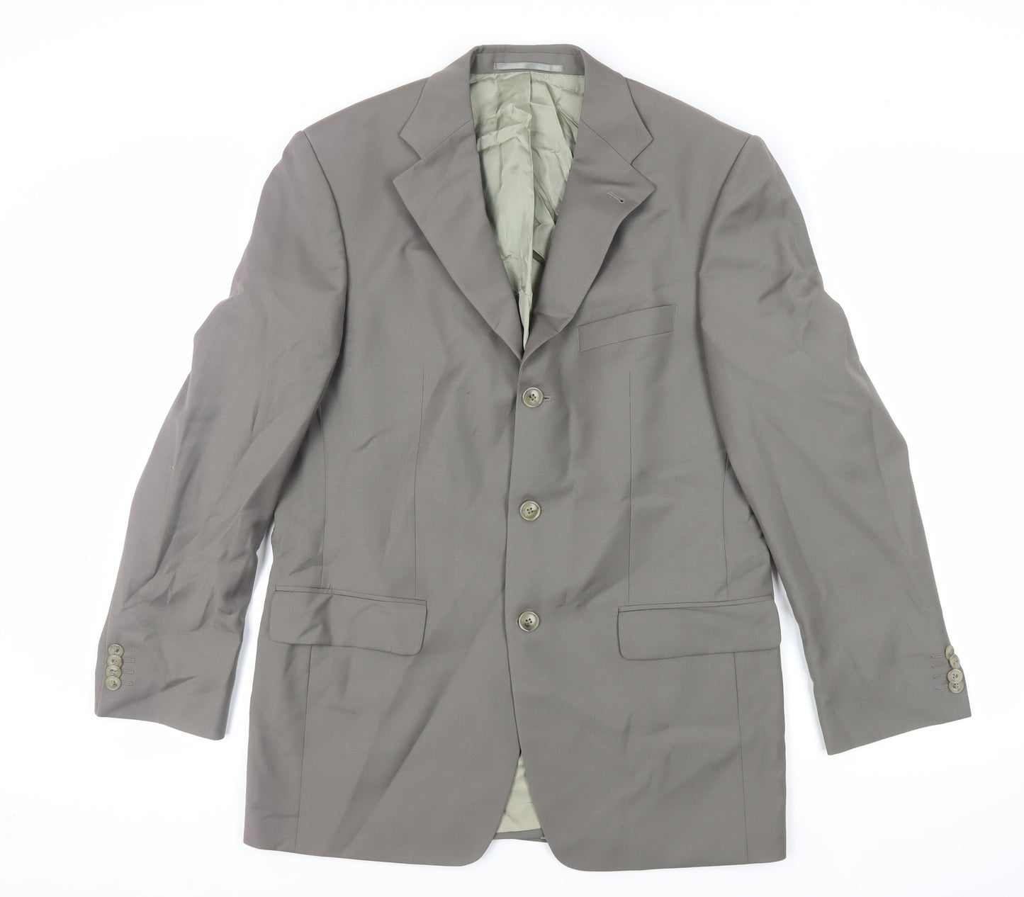 Reda Mens Green Wool Jacket Suit Jacket Size 40 Regular