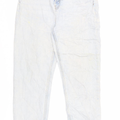 Denim & Co. Womens Blue Cotton Straight Jeans Size 14 L27 in Regular Zip