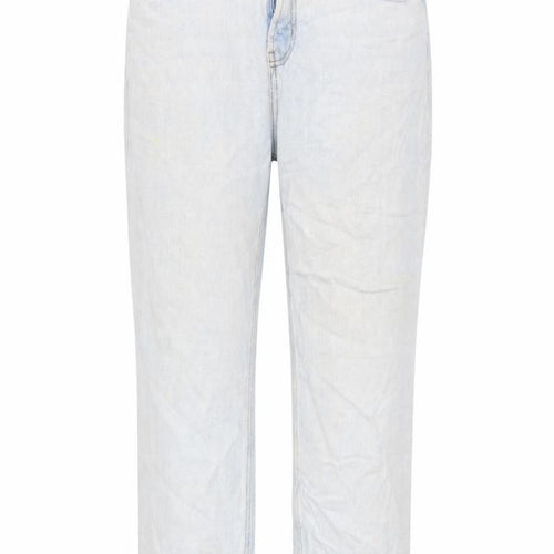 Denim & Co. Womens Blue Cotton Straight Jeans Size 14 L27 in Regular Zip