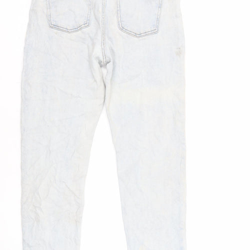 Denim & Co. Womens Blue Cotton Straight Jeans Size 14 L27 in Regular Zip