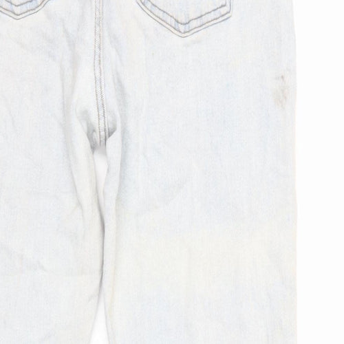 Denim & Co. Womens Blue Cotton Straight Jeans Size 14 L27 in Regular Zip