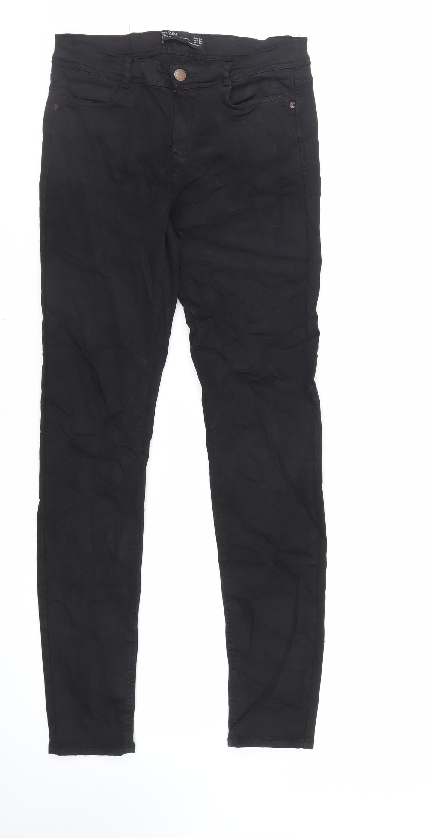 Zara Womens Black Cotton Skinny Jeans Size 10 L30 in Regular Zip