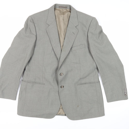 St Michael Mens Green Polyester Jacket Suit Jacket Size 42 Regular - Vintage
