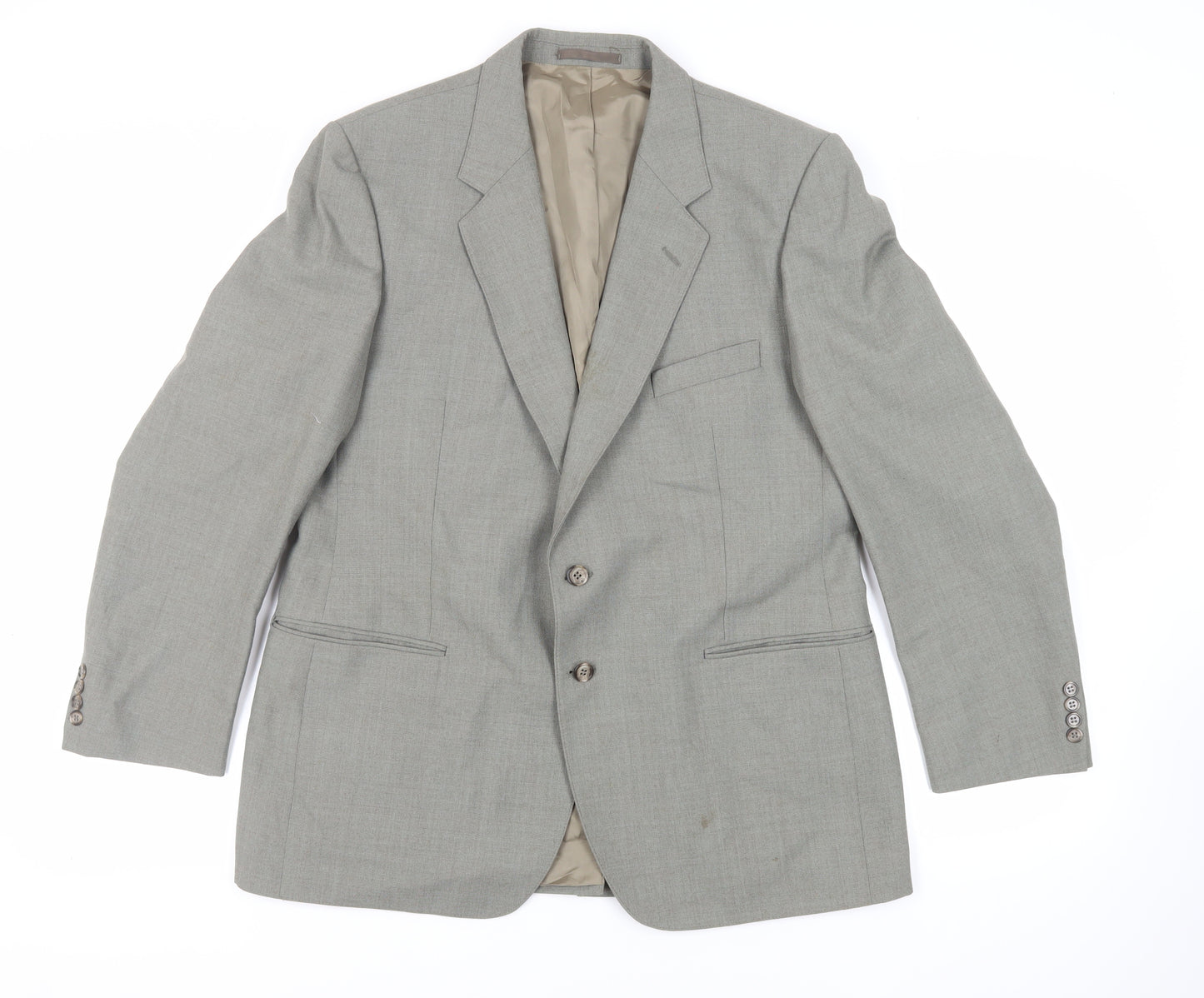 St Michael Mens Green Polyester Jacket Suit Jacket Size 42 Regular - Vintage