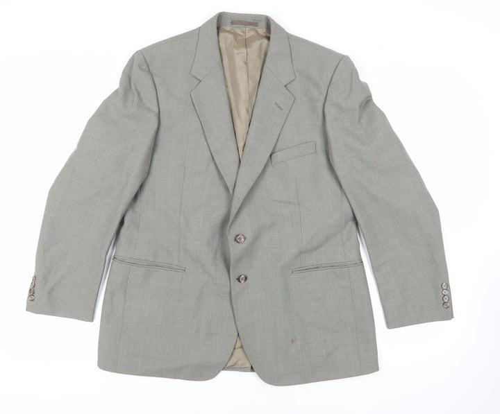 St Michael Mens Green Polyester Jacket Suit Jacket Size 42 Regular - Vintage