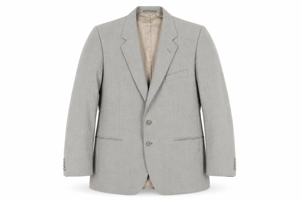 Front view of St Michael men’s green polyester jacket suit jacket, size 42, regular - vintage