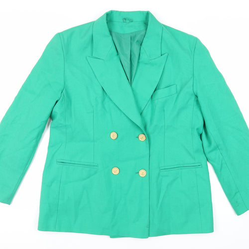 First Avenue Womens Green Jacket Blazer Size L Button