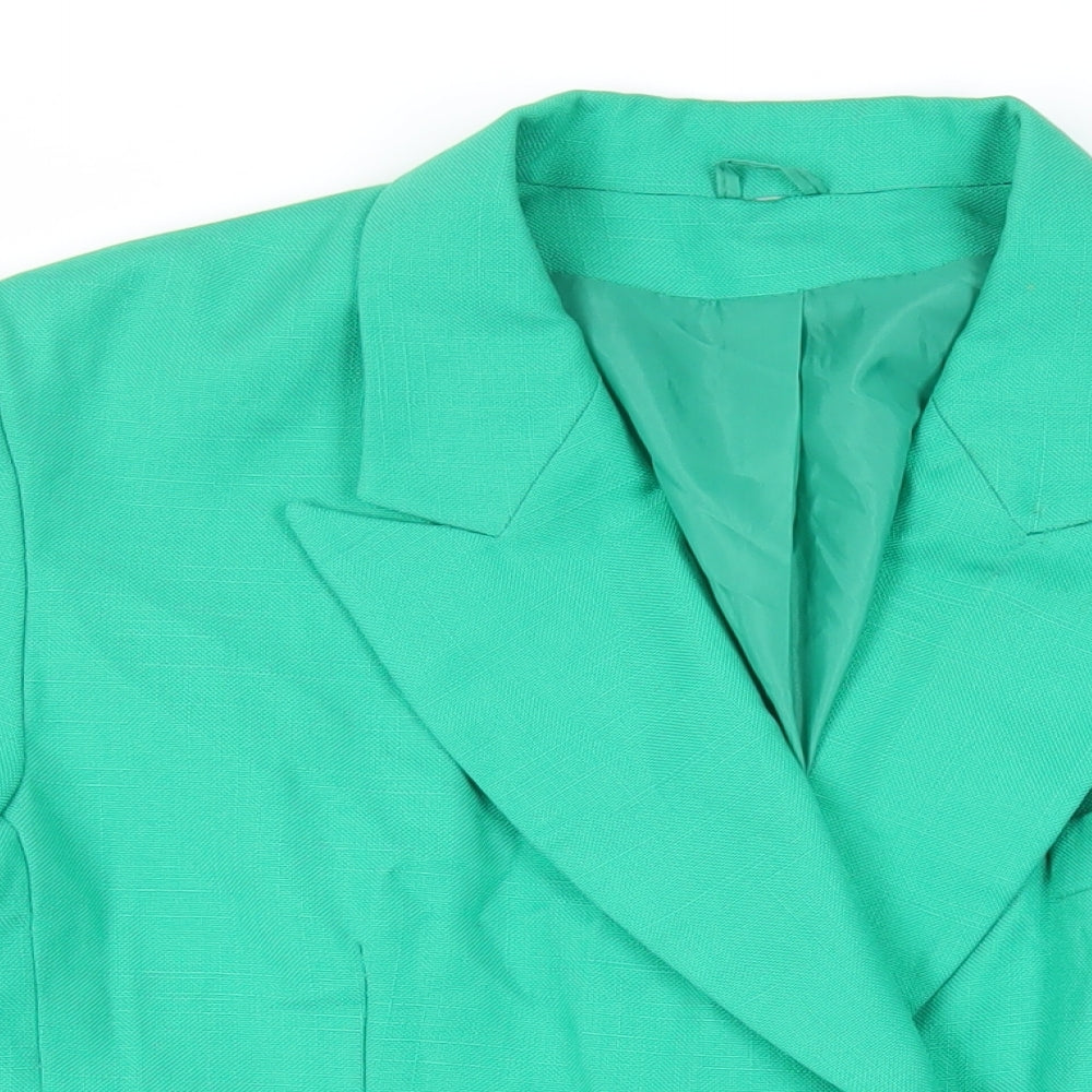 First Avenue Womens Green Jacket Blazer Size L Button