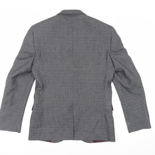 NEXT Mens Grey Plaid Polyester Jacket Suit Jacket Size 38 Regular