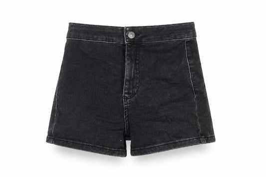 New Look Girls Black Cotton Mom Shorts Size 12 Years Regular Zip