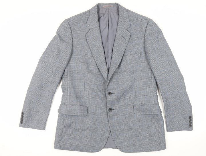 Marks and Spencer Mens Grey Plaid Polyester Jacket Suit Jacket Size 42 Regular