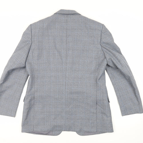 Marks and Spencer Mens Grey Plaid Polyester Jacket Suit Jacket Size 42 Regular