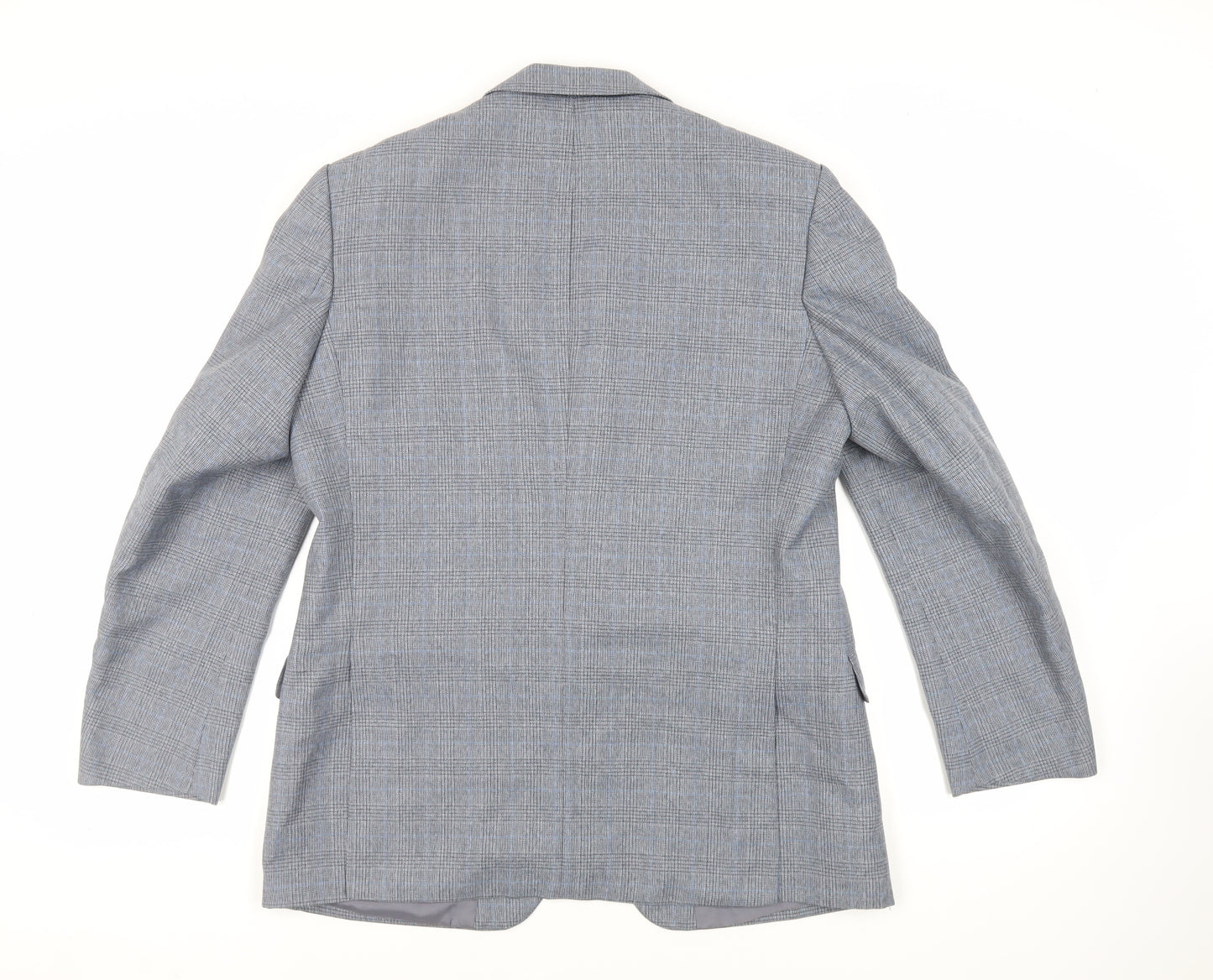 Marks and Spencer Mens Grey Plaid Polyester Jacket Suit Jacket Size 42 Regular