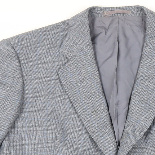 Marks and Spencer Mens Grey Plaid Polyester Jacket Suit Jacket Size 42 Regular