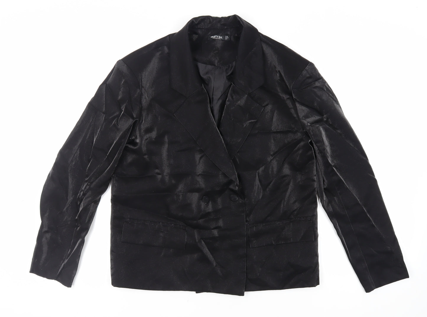 Nasty Gal Womens Black Jacket Blazer Size 12 Button
