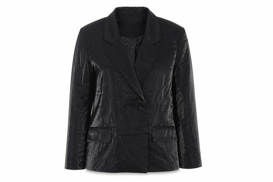 Front view of Nasty Gal women’s black jacket blazer, size UK 12, button