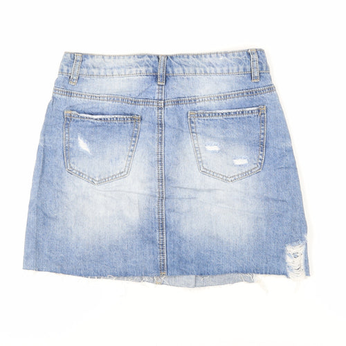 Realty Jeans Womens Blue Cotton Mini Skirt Size S Button - Beaded