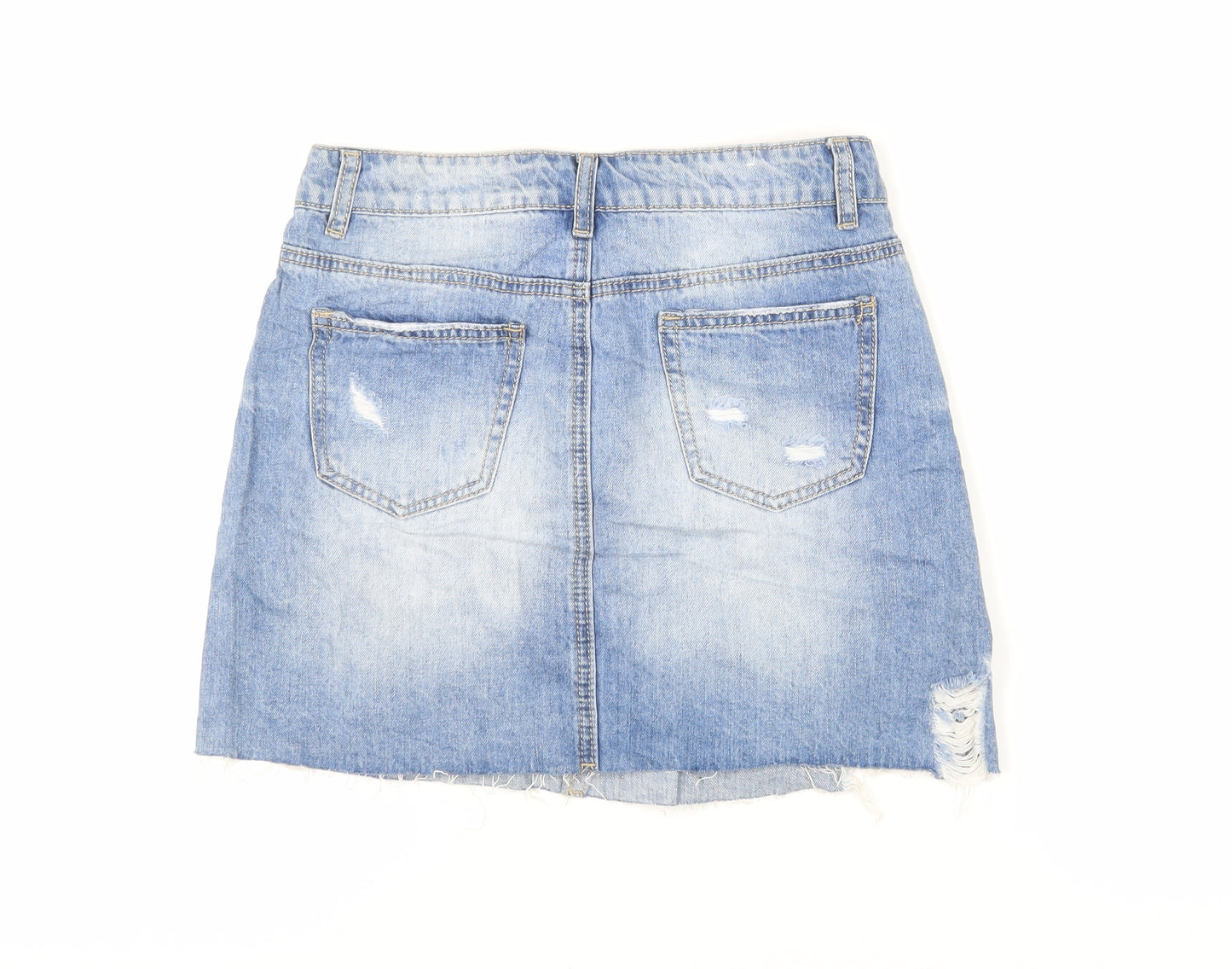 Realty Jeans Womens Blue Cotton Mini Skirt Size S Button - Beaded