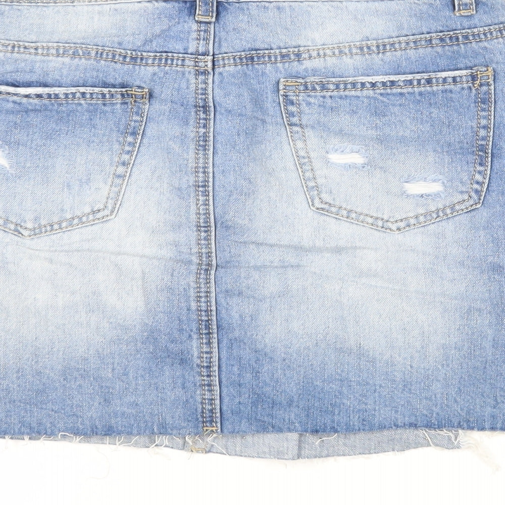 Realty Jeans Womens Blue Cotton Mini Skirt Size S Button - Beaded
