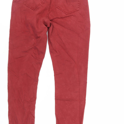 Marks and Spencer Womens Red Cotton Skinny Jeans Size 10 L29 in Regular Zip