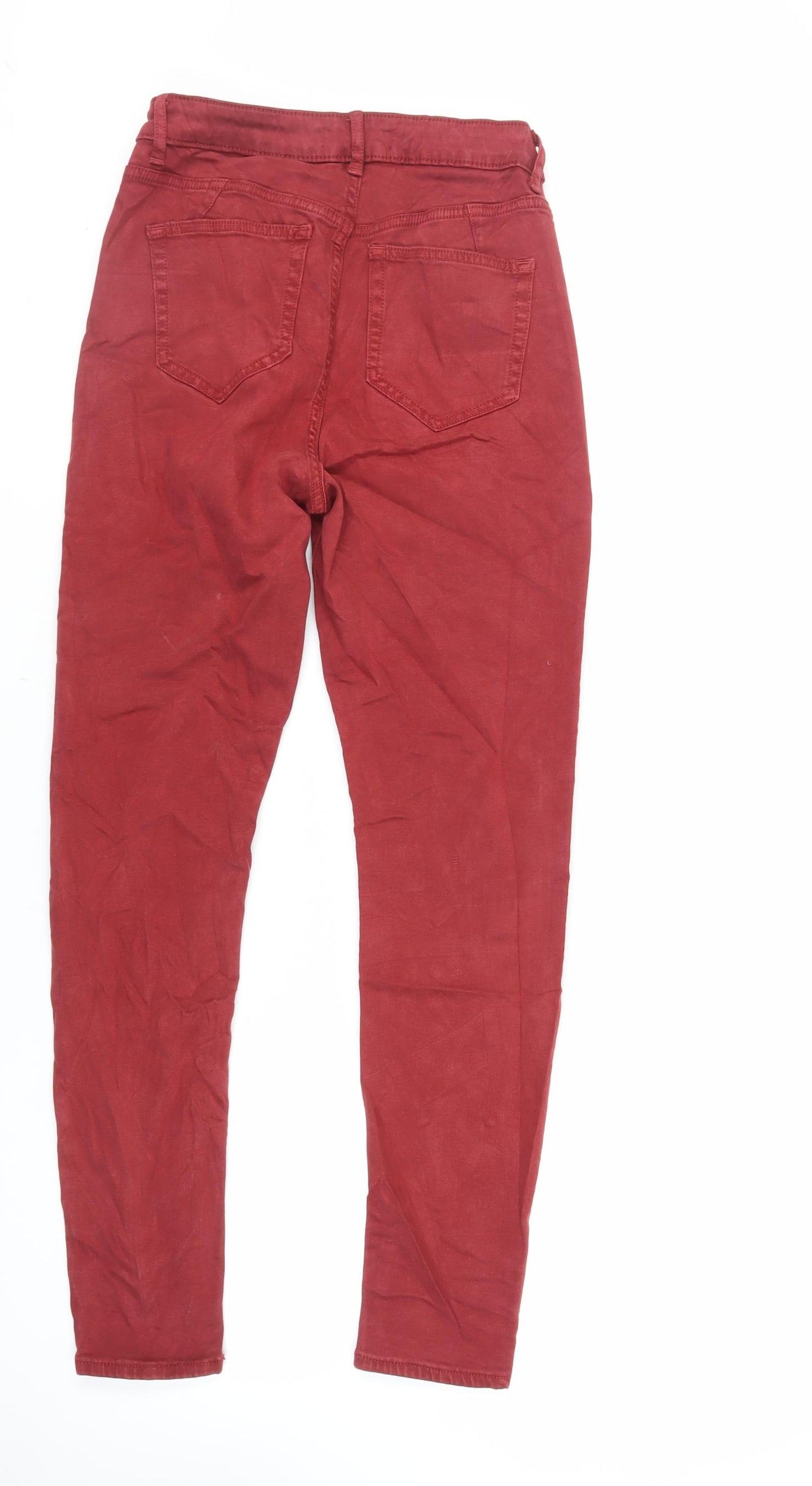 Marks and Spencer Womens Red Cotton Skinny Jeans Size 10 L29 in Regular Zip