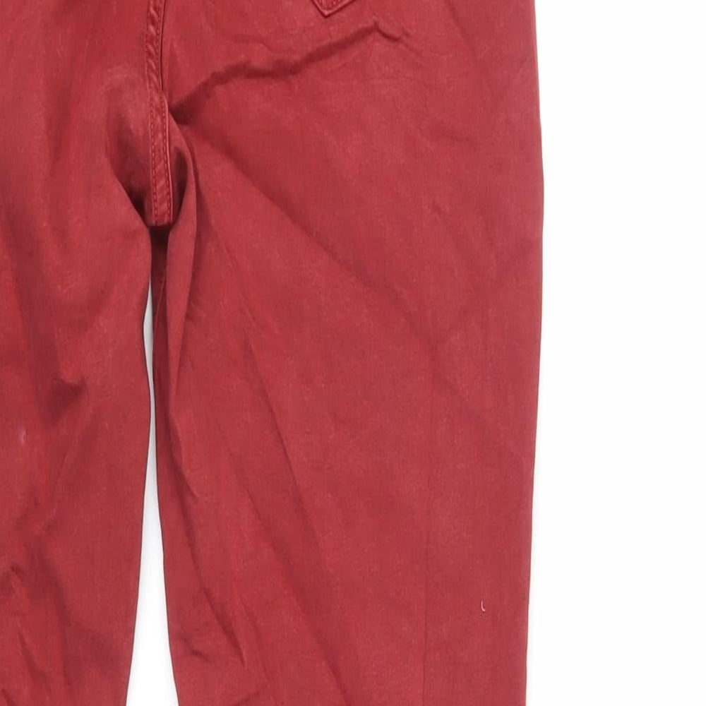 Marks and Spencer Womens Red Cotton Skinny Jeans Size 10 L29 in Regular Zip