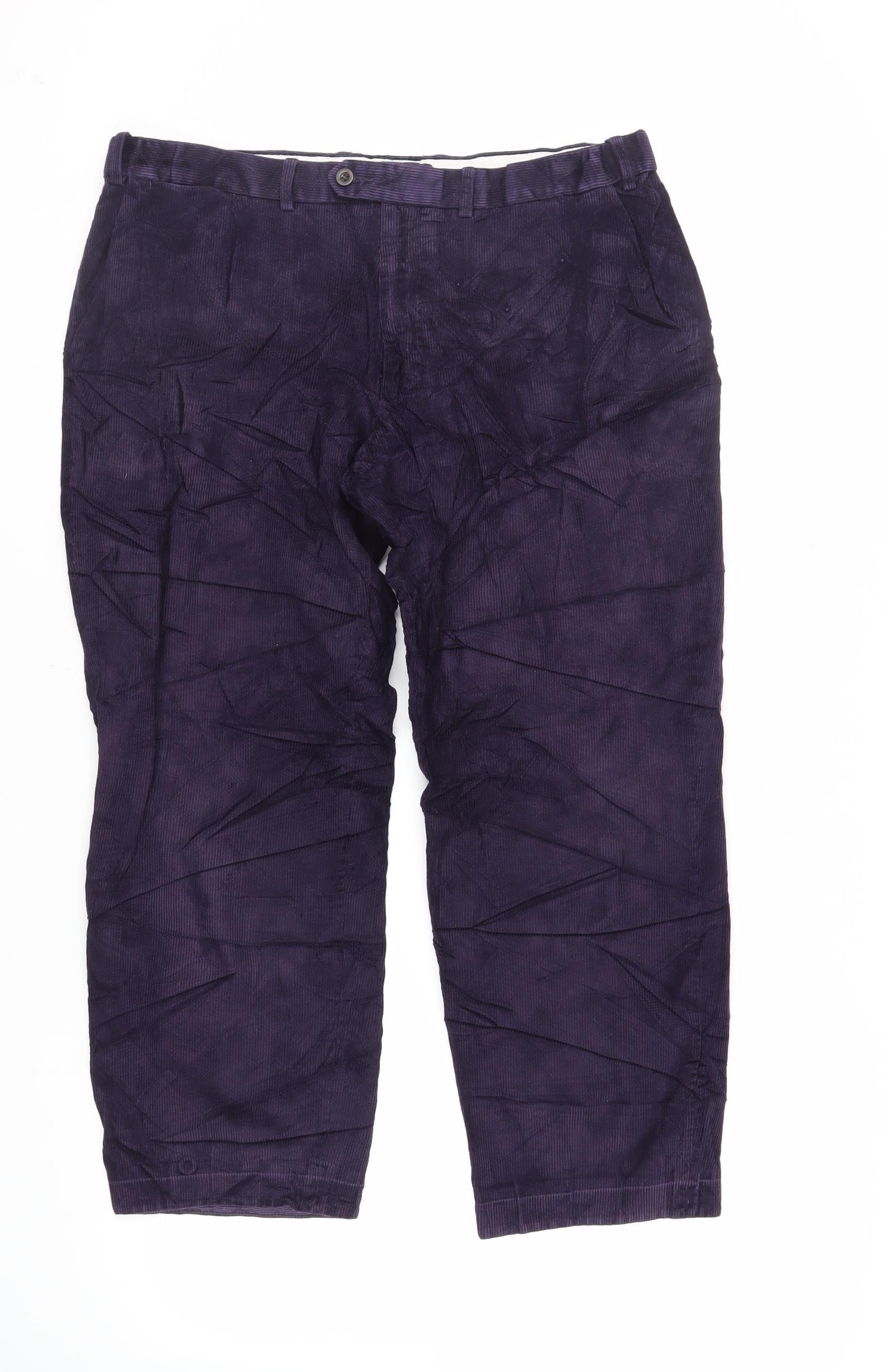 Marks and Spencer Mens Purple Cotton Trousers Size 38 in L29 in Regular Zip