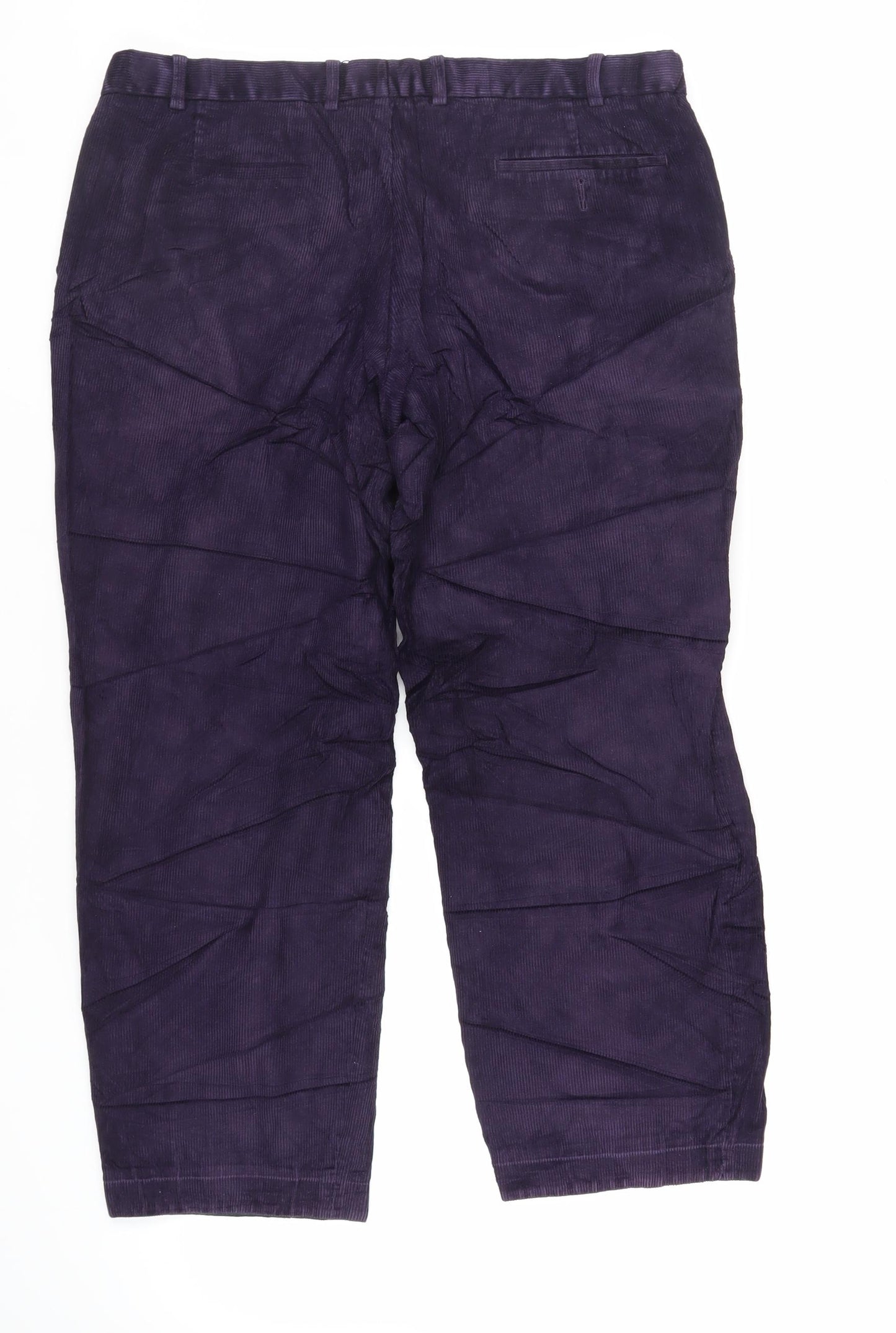 Marks and Spencer Mens Purple Cotton Trousers Size 38 in L29 in Regular Zip