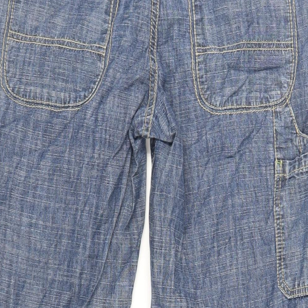 NEXT Womens Blue Cotton Wide-Leg Jeans Size 10 L28 in Regular Zip - Belted