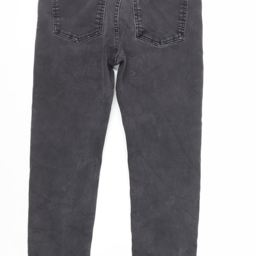 Marks and Spencer Womens Black Cotton Straight Jeans Size 12 L25 in Slim Zip - Short Length