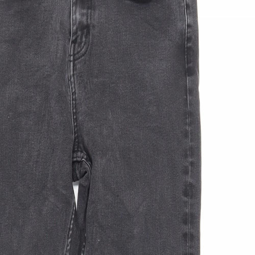 Marks and Spencer Womens Black Cotton Straight Jeans Size 12 L25 in Slim Zip - Short Length