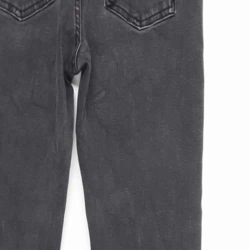 Marks and Spencer Womens Black Cotton Straight Jeans Size 12 L25 in Slim Zip - Short Length