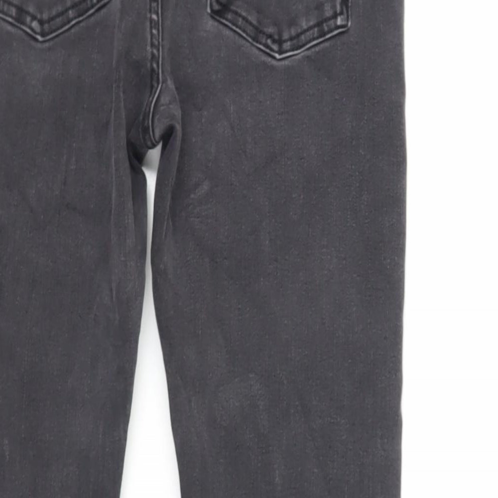 Marks and Spencer Womens Black Cotton Straight Jeans Size 12 L25 in Slim Zip - Short Length