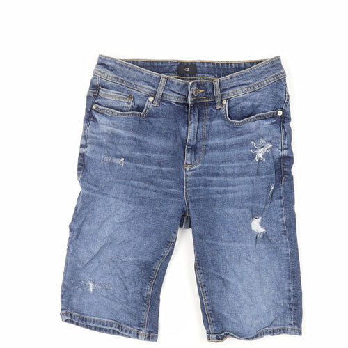 River Island Mens Blue Cotton Chino Shorts Size 28 in L11 in Regular Zip - Skinny