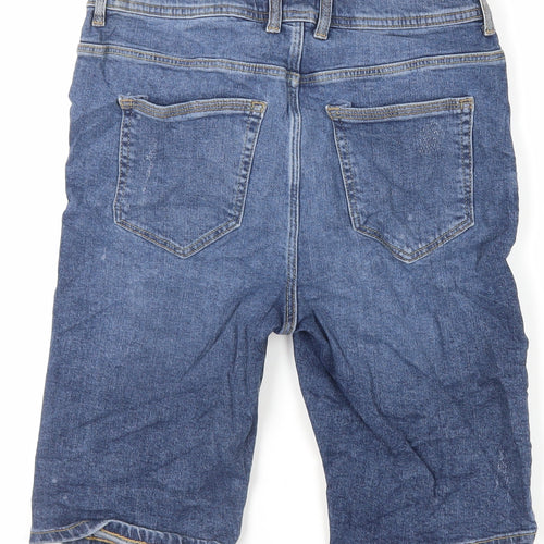 River Island Mens Blue Cotton Chino Shorts Size 28 in L11 in Regular Zip - Skinny