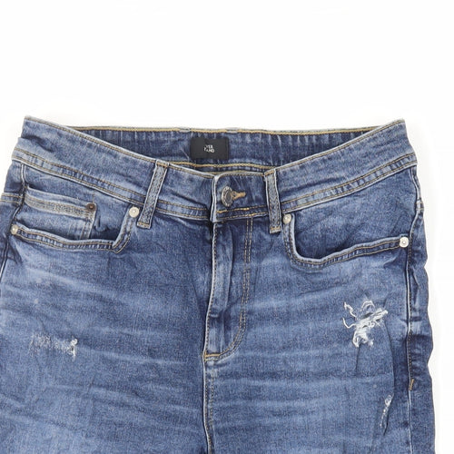 River Island Mens Blue Cotton Chino Shorts Size 28 in L11 in Regular Zip - Skinny