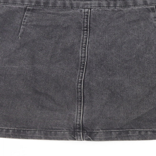 Topshop Womens Grey Cotton Mini Skirt Size 28 in Button - Pockets