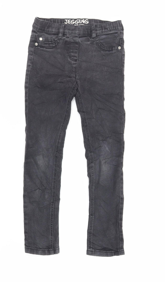 NEXT Girls Black Cotton Jegging Jeans Size 8 Years Regular - Elasticated Waist