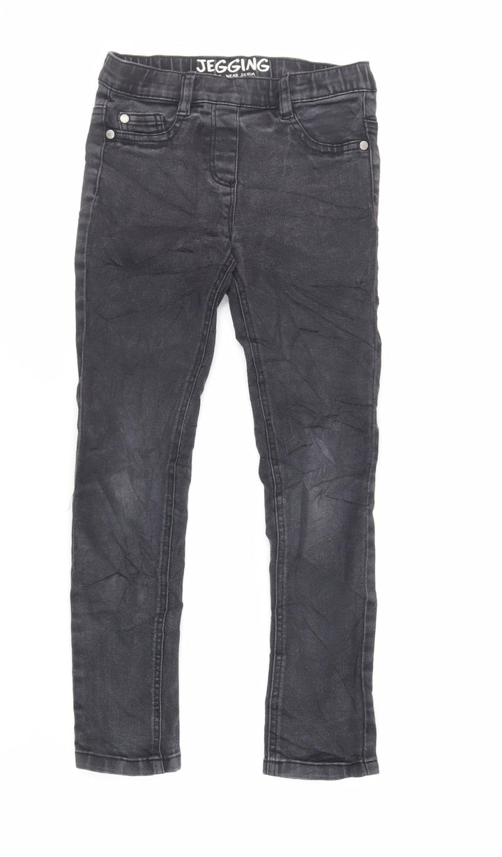 NEXT Girls Black Cotton Jegging Jeans Size 8 Years Regular - Elasticated Waist