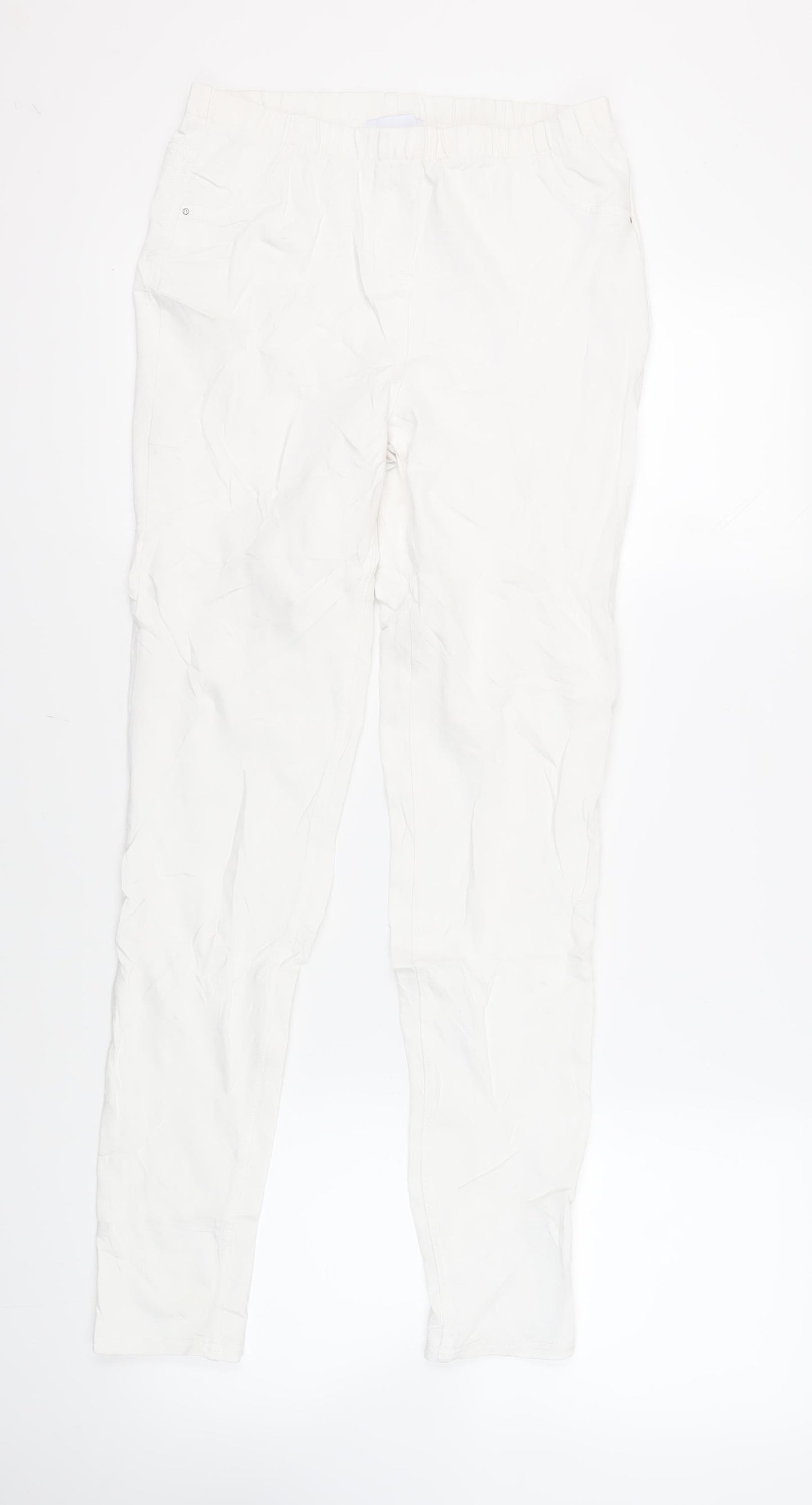 NEXT Womens White Cotton Jegging Jeans Size 12 L31 in Regular - Elasticated Waist