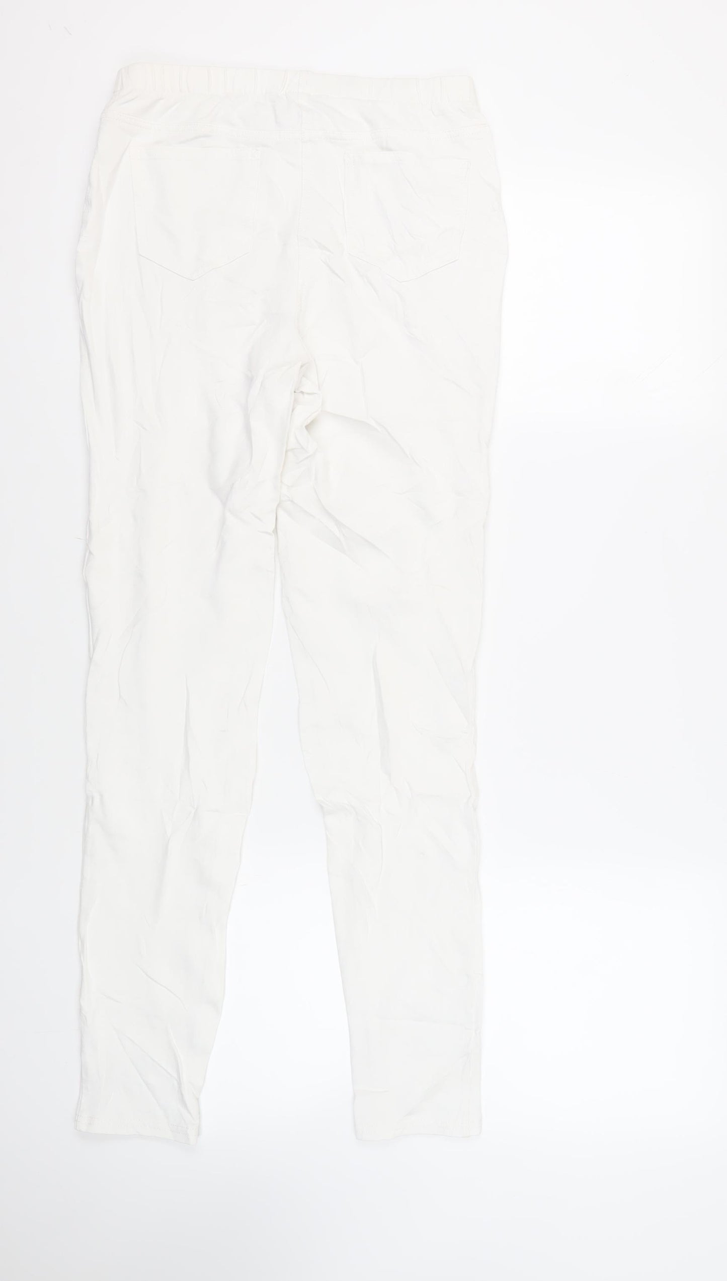 NEXT Womens White Cotton Jegging Jeans Size 12 L31 in Regular - Elasticated Waist