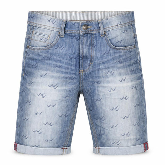 Denim & Co. Mens Blue Geometric Cotton Chino Shorts Size 32 in L12 in Regular Zip - Bird Pattern