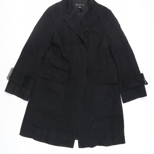 INC International Concepts Womens Black Trench Coat Coat Size M Button