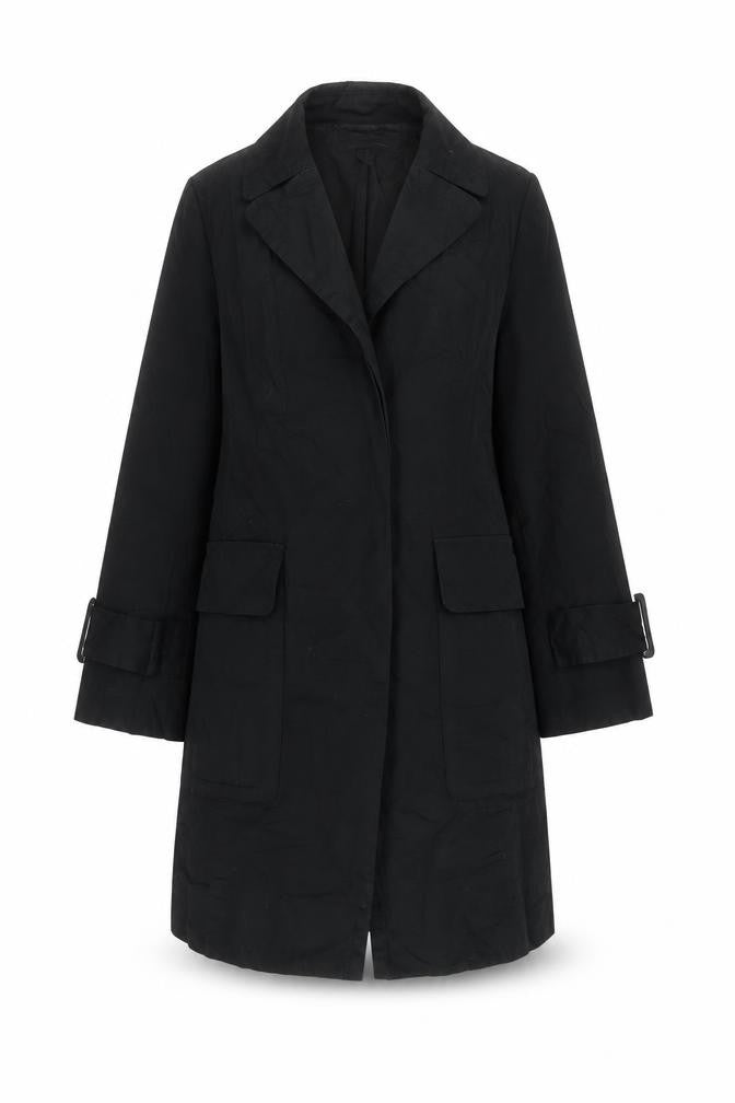 INC International Concepts Womens Black Trench Coat Coat Size M Button