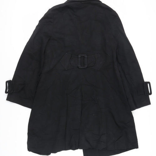INC International Concepts Womens Black Trench Coat Coat Size M Button