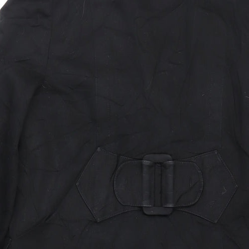 INC International Concepts Womens Black Trench Coat Coat Size M Button