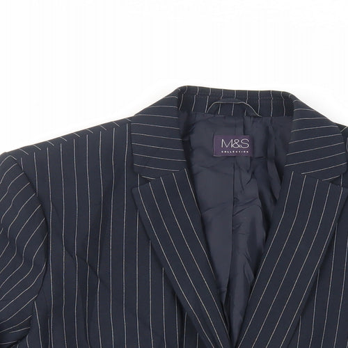 Marks and Spencer Womens Blue Striped Jacket Blazer Size 10 Button