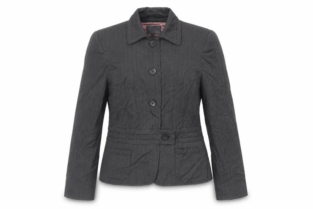 Front view of Next women’s grey jacket blazer, size UK 14, button