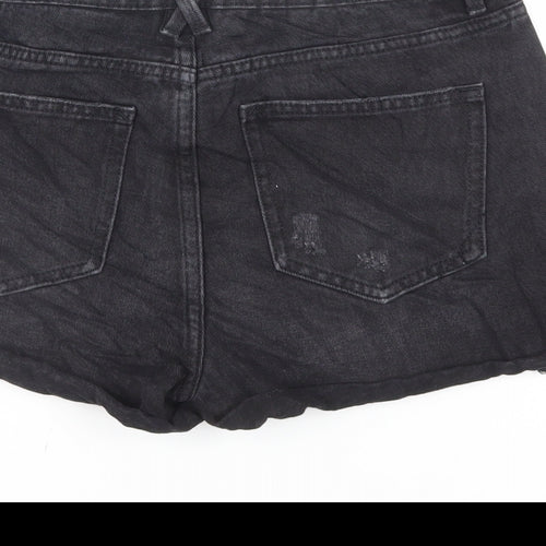 NEXT Womens Black Cotton Hot Pants Shorts Size 10 L3 in Regular Zip