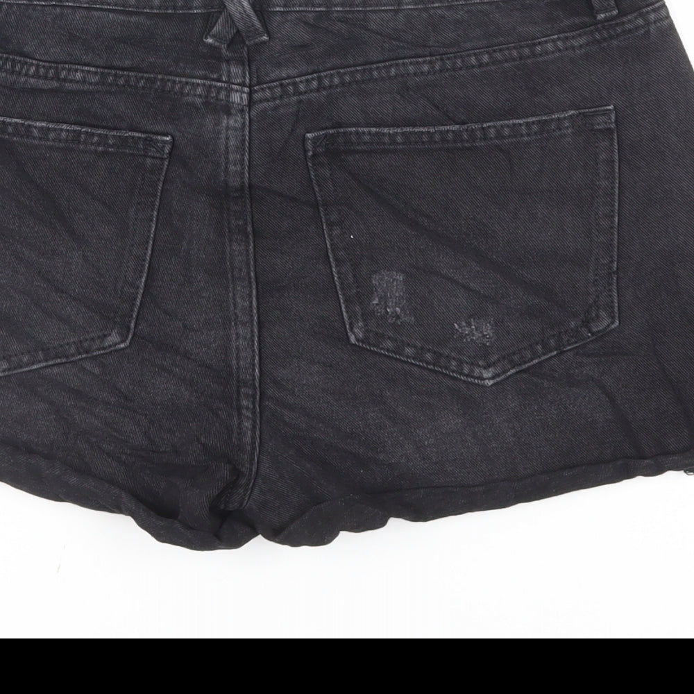 NEXT Womens Black Cotton Hot Pants Shorts Size 10 L3 in Regular Zip